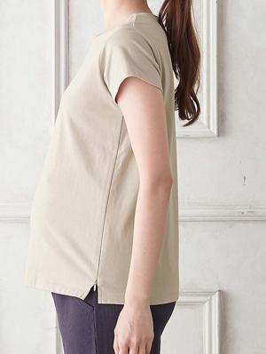 マタニティ トップス|綿混やわらかシンプルTEE　マタニティ・産後授乳服【出産後も長く使える】