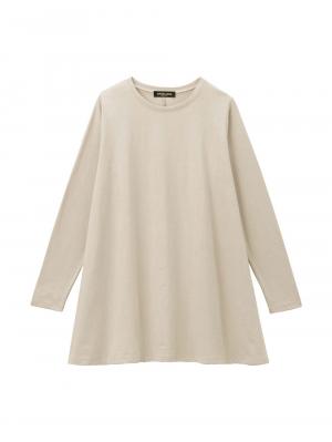 綿混やわらかフレアロングTシャツ　マタニティ・産後授乳服【出産後も長く使える】 10318