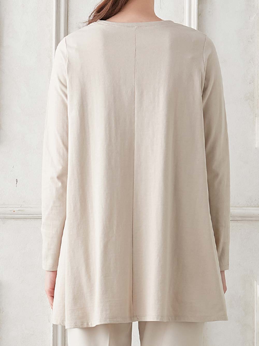 マタニティ トップス|綿混やわらかフレアロングTシャツ マタニティ・産後授乳服【出産後も長く使える】