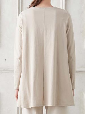 マタニティ トップス|綿混やわらかフレアロングTシャツ マタニティ・産後授乳服【出産後も長く使える】