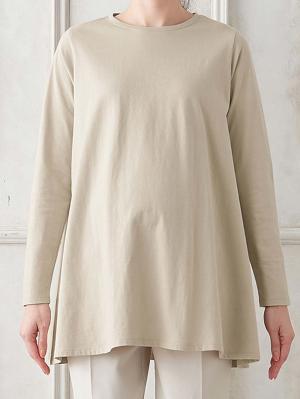 マタニティ トップス|綿混やわらかフレアロングTシャツ マタニティ・産後授乳服【出産後も長く使える】