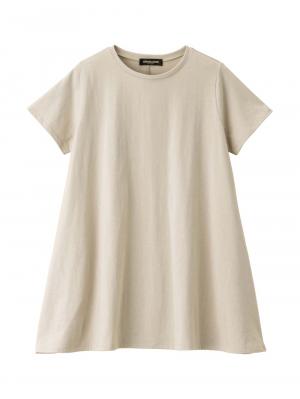 マタニティ トップス|綿混やわらかフレア半袖Tシャツ　マタニティ・産後授乳服【出産後も長く使える】|グレージュ