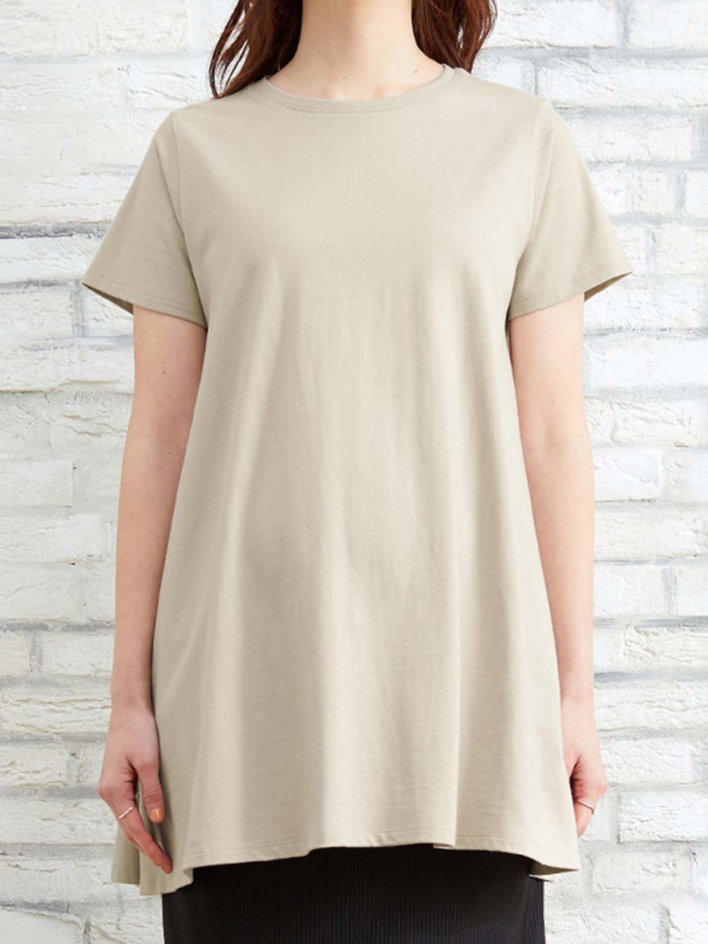 マタニティ トップス|綿混やわらかフレア半袖Tシャツ　マタニティ・産後授乳服【出産後も長く使える】