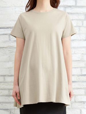 マタニティ トップス|綿混やわらかフレア半袖Tシャツ　マタニティ・産後授乳服【出産後も長く使える】