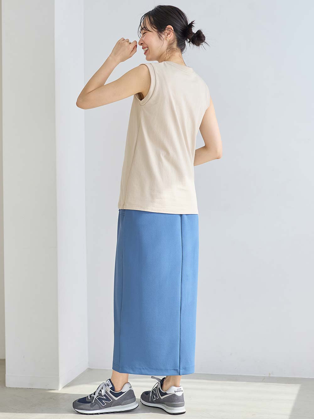 マタニティ トップス|綿混やわらかノースリーブTシャツ　マタニティ・産後授乳服【出産後も長く使える】|グレージュ