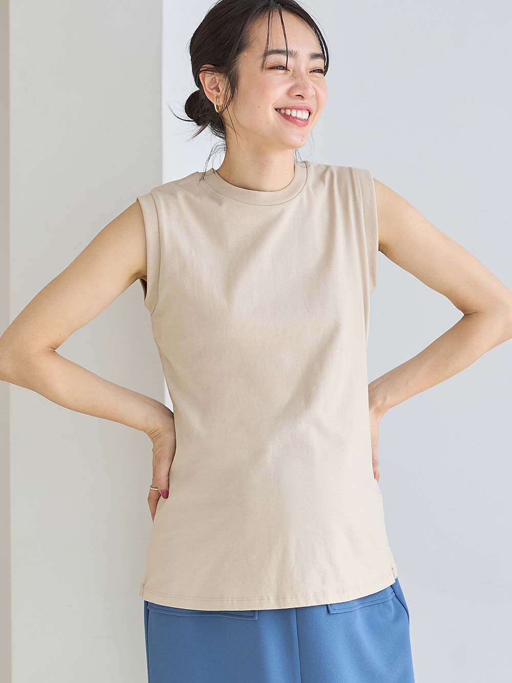 綿混やわらかノースリーブTシャツ