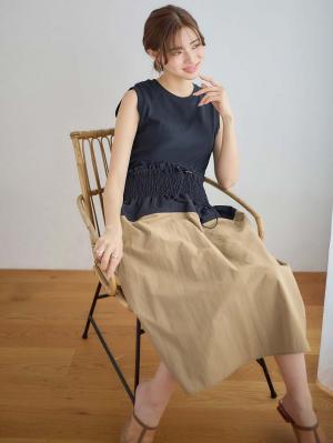 マタニティ トップス|綿混やわらかノースリーブTシャツ　マタニティ・産後授乳服【出産後も長く使える】|グレージュ