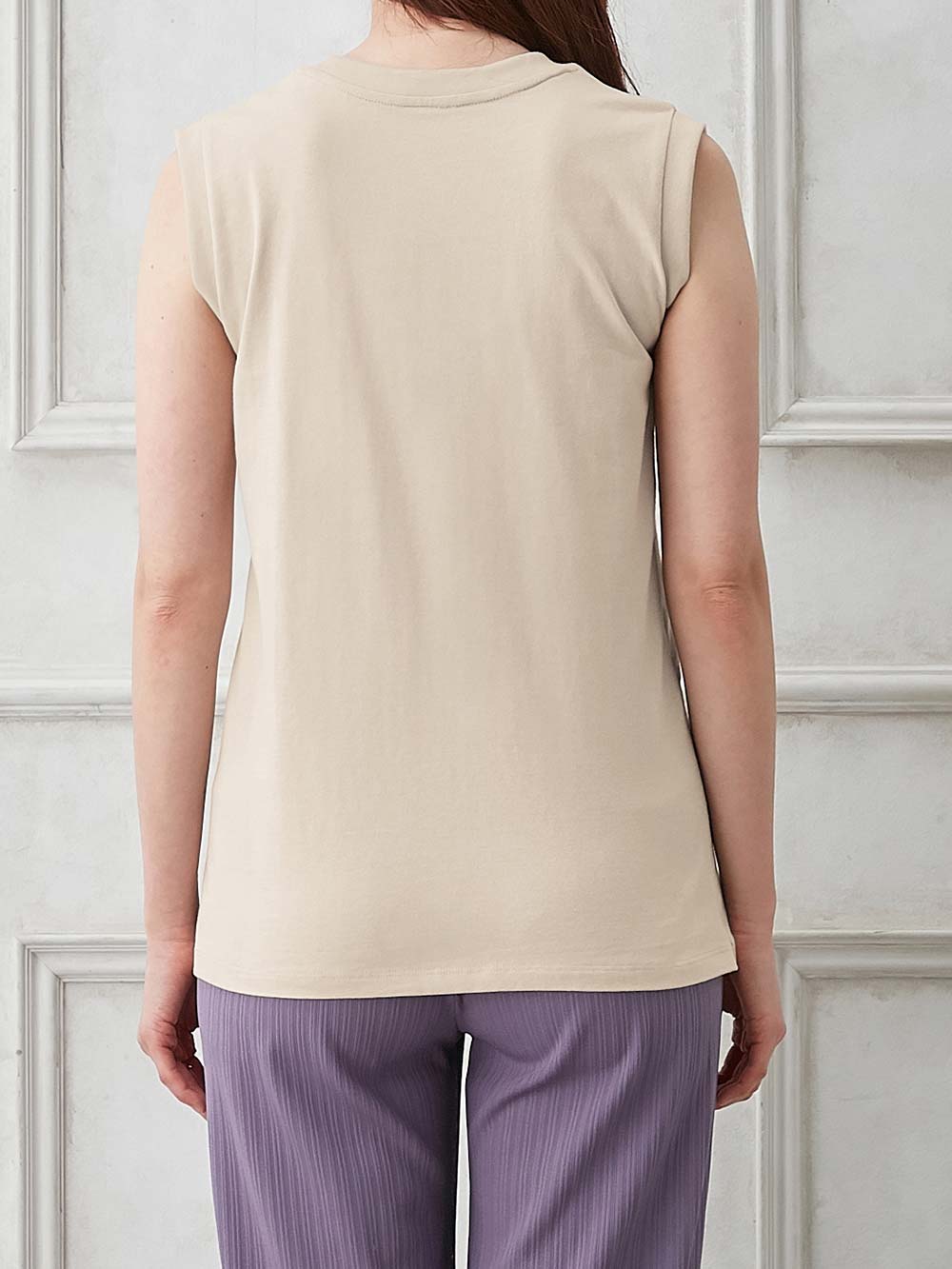 マタニティ トップス|綿混やわらかノースリーブTシャツ　マタニティ・産後授乳服【出産後も長く使える】