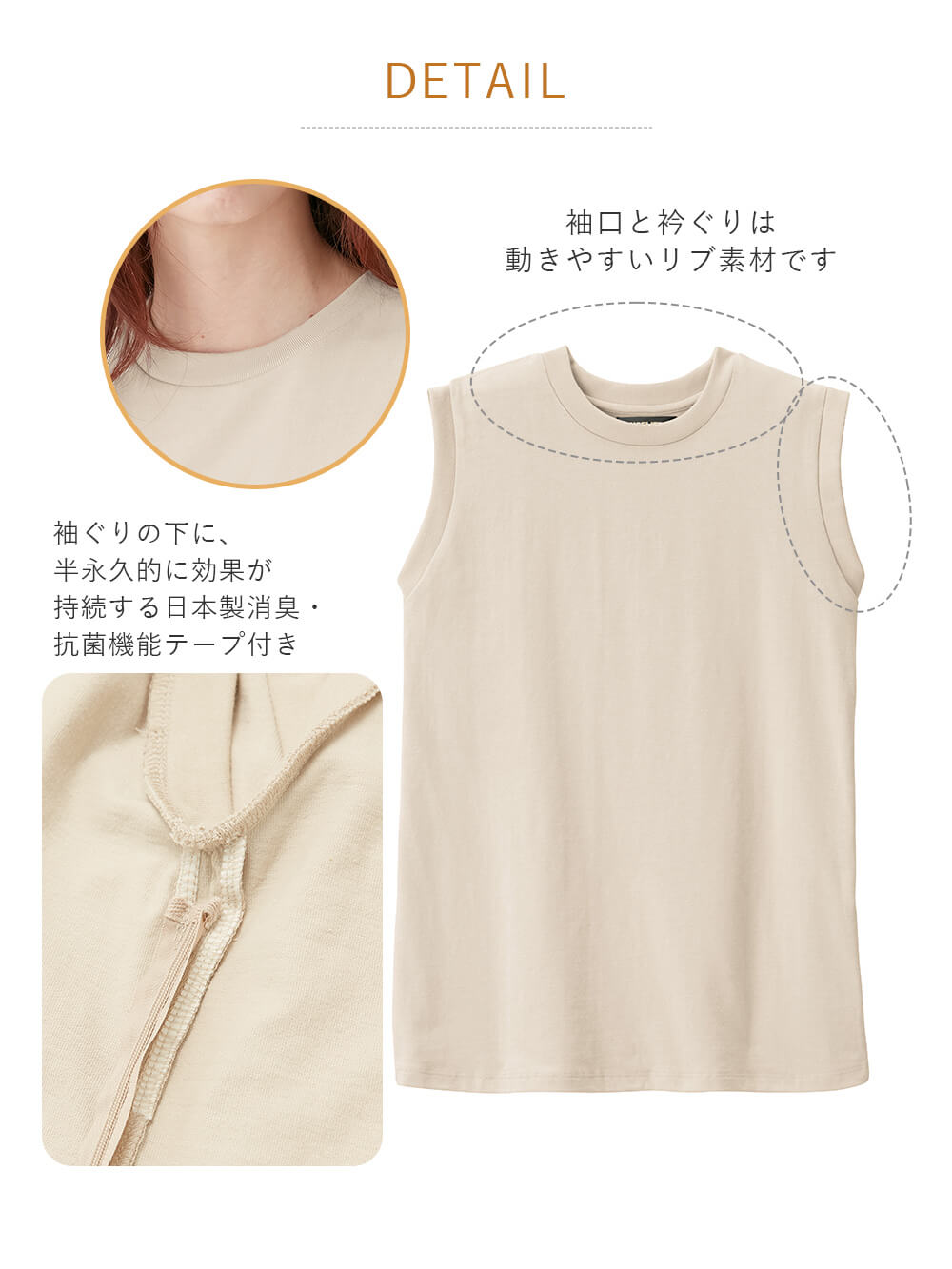 マタニティ トップス|綿混やわらかノースリーブTシャツ　マタニティ・産後授乳服【出産後も長く使える】