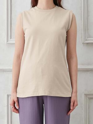 マタニティ トップス|綿混やわらかノースリーブTシャツ　マタニティ・産後授乳服【出産後も長く使える】