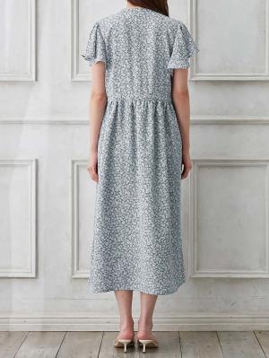 マタニティ ワンピース|フレンチフレアスリーブ花柄ワンピース　マタニティ・産後授乳服【出産後も長く使える】