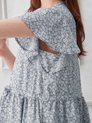 マタニティ ワンピース|フレンチフレアスリーブ花柄ワンピース　マタニティ・産後授乳服【出産後も長く使える】