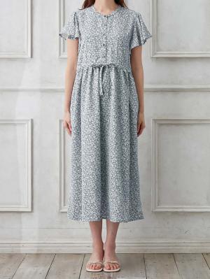 マタニティ ワンピース|フレンチフレアスリーブ花柄ワンピース　マタニティ・産後授乳服【出産後も長く使える】
