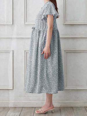 マタニティ ワンピース|フレンチフレアスリーブ花柄ワンピース　マタニティ・産後授乳服【出産後も長く使える】