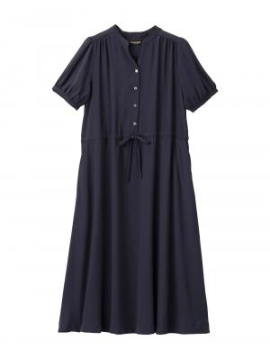 マタニティ ワンピース|半袖ギャザーシャツワンピース　マタニティ・産後授乳服【出産後も長く使える】|ネイビー