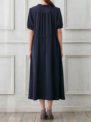 マタニティ ワンピース|半袖ギャザーシャツワンピース　マタニティ・産後授乳服【出産後も長く使える】