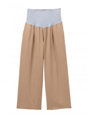 マタニティ パンツ|コットンリネンワイドパンツ　マタニティ・産後【出産後も長く使える】|ベージュ