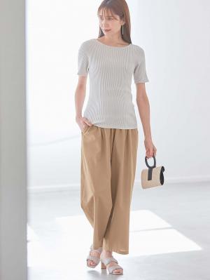 マタニティ パンツ|コットンリネンワイドパンツ　マタニティ・産後【出産後も長く使える】|ベージュ