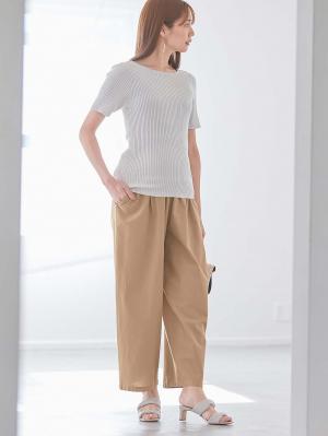 マタニティ パンツ|コットンリネンワイドパンツ　マタニティ・産後【出産後も長く使える】|ベージュ