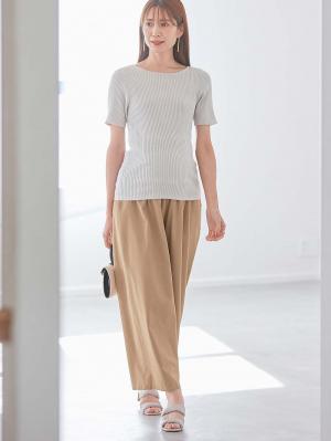 マタニティ パンツ|コットンリネンワイドパンツ　マタニティ・産後【出産後も長く使える】|ベージュ