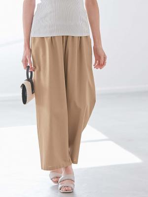 マタニティ パンツ|コットンリネンワイドパンツ　マタニティ・産後【出産後も長く使える】|ベージュ