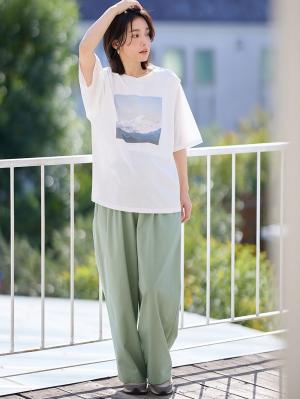 マタニティ パンツ|コットンリネンワイドパンツ　マタニティ・産後【出産後も長く使える】|カーキ