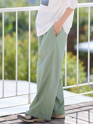 マタニティ パンツ|コットンリネンワイドパンツ　マタニティ・産後【出産後も長く使える】|カーキ