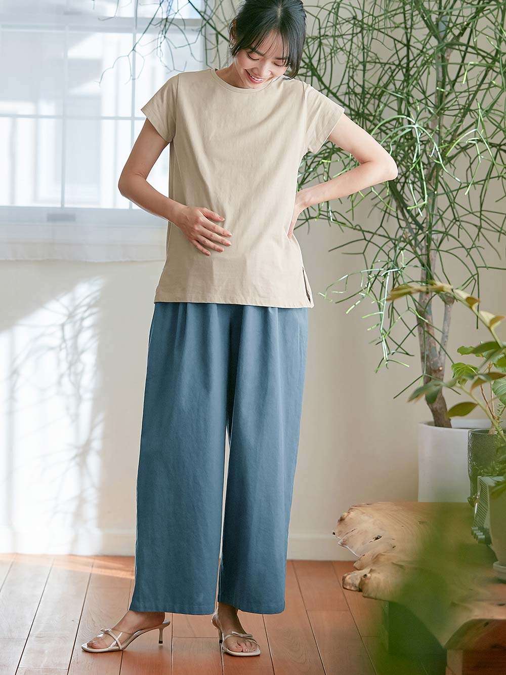 コットンリネンワイドパンツ