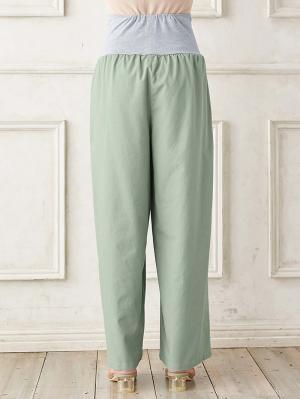 マタニティ パンツ|コットンリネンワイドパンツ　マタニティ・産後【出産後も長く使える】