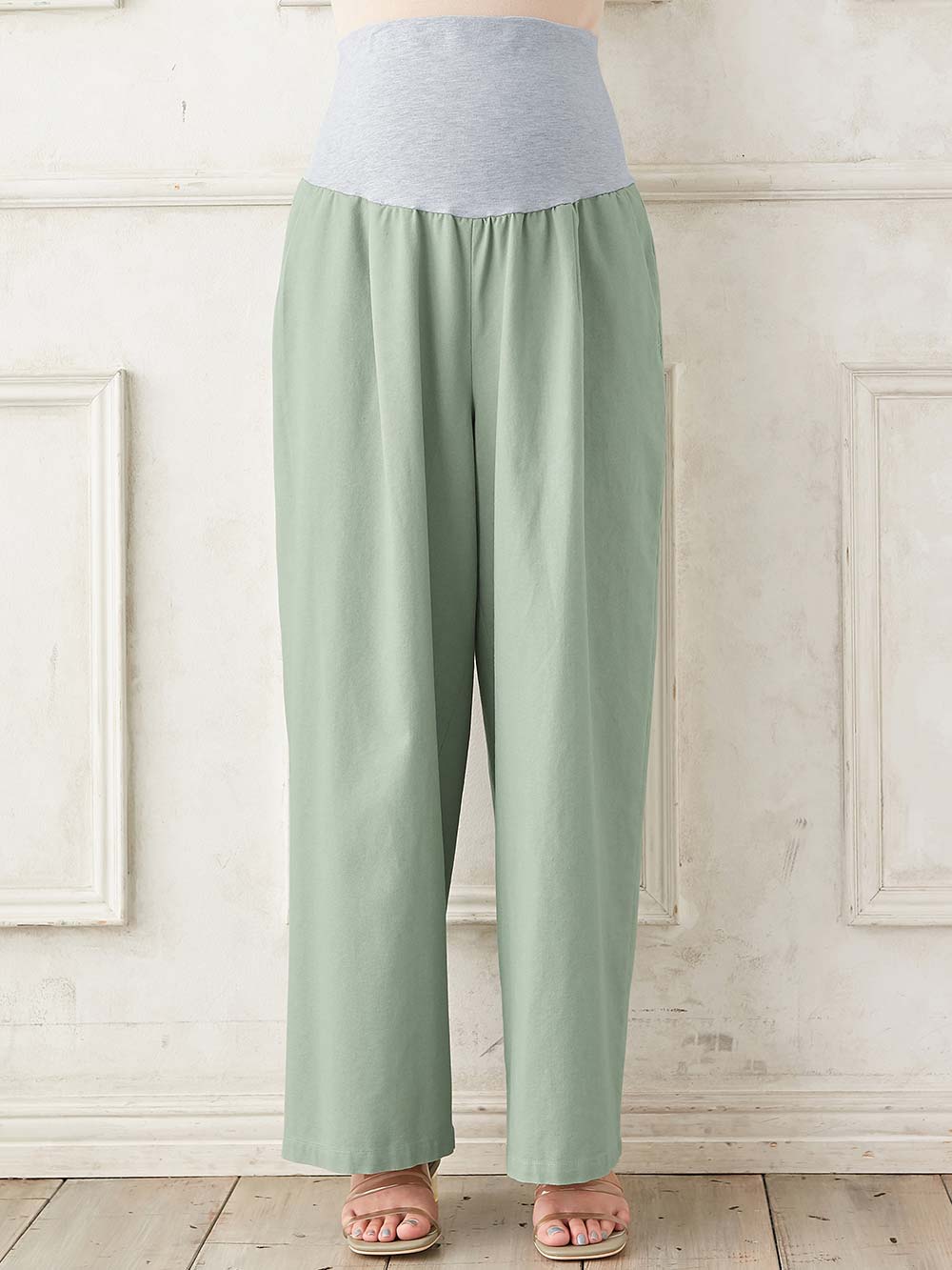 マタニティ パンツ|コットンリネンワイドパンツ　マタニティ・産後【出産後も長く使える】