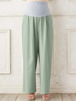 マタニティ パンツ|コットンリネンワイドパンツ　マタニティ・産後【出産後も長く使える】