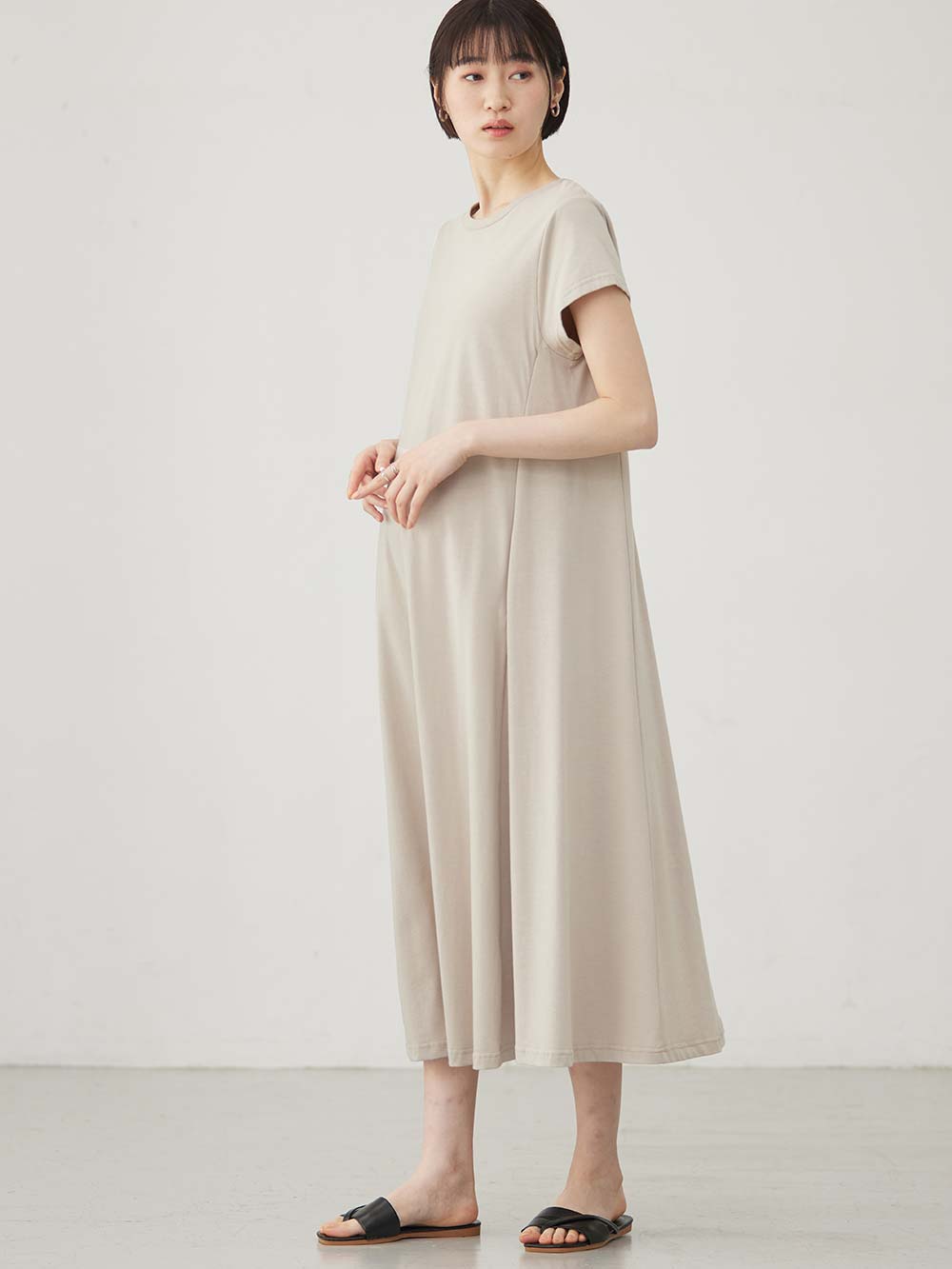 マタニティ ワンピース|コットン100%フレア半袖ワンピース マタニティ・授乳服【出産後も長く使える】|トープ