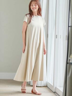 マタニティ ワンピース|コットン100%フレア半袖ワンピース マタニティ・授乳服【出産後も長く使える】|トープ