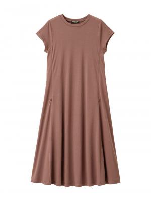 マタニティ ワンピース|コットン100%フレア半袖ワンピース マタニティ・授乳服【出産後も長く使える】|ブラウンパープル