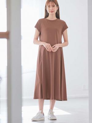 マタニティ ワンピース|コットン100%フレア半袖ワンピース マタニティ・授乳服【出産後も長く使える】|ブラウンパープル