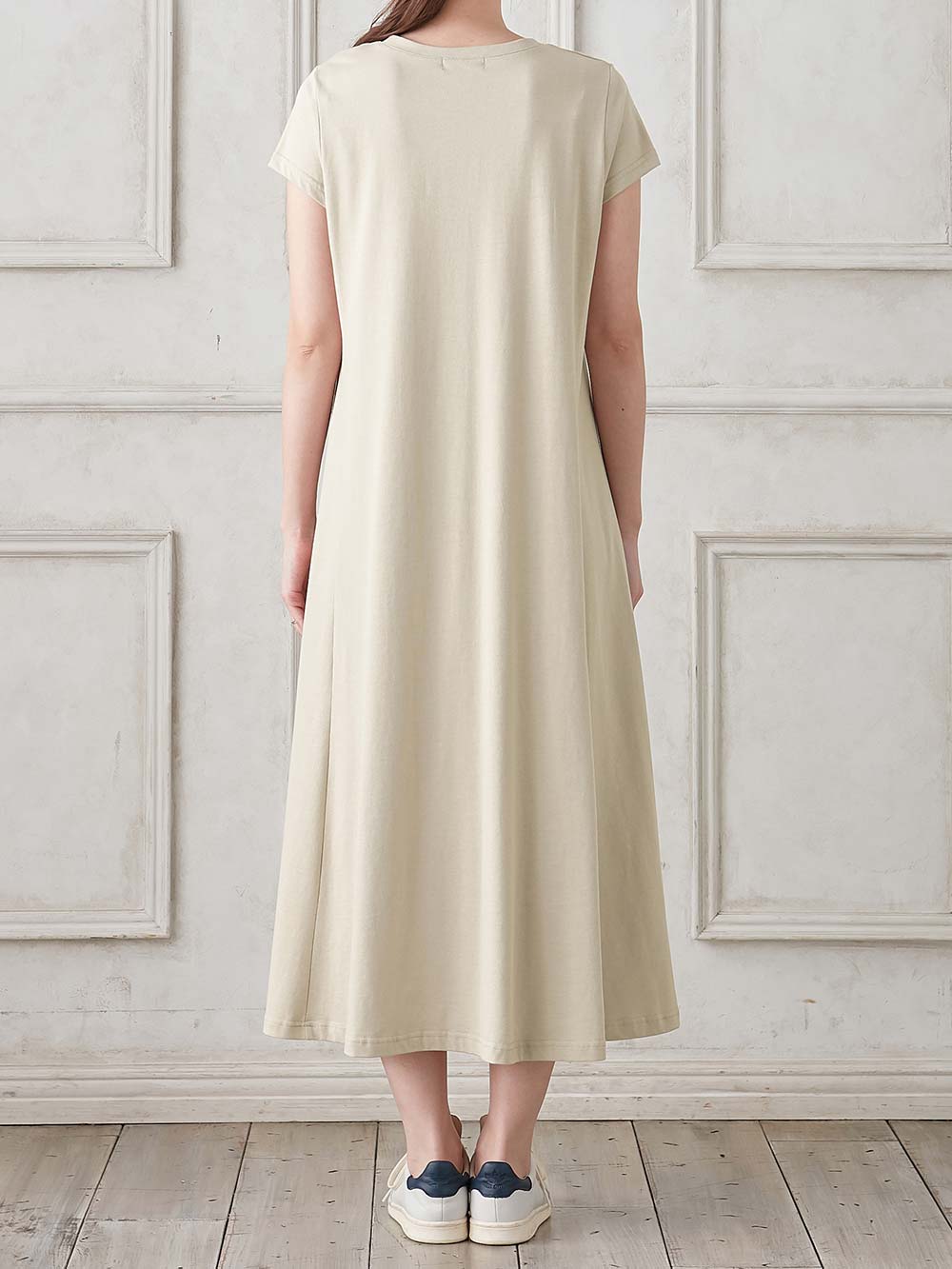 マタニティ ワンピース|コットン100%フレア半袖ワンピース マタニティ・授乳服【出産後も長く使える】