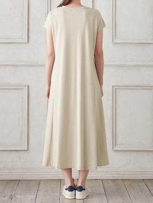 マタニティ ワンピース|コットン100%フレア半袖ワンピース マタニティ・授乳服【出産後も長く使える】