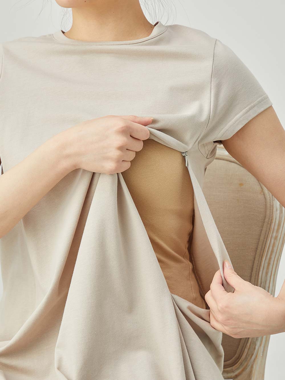 マタニティ ワンピース|コットン100%フレア半袖ワンピース マタニティ・授乳服【出産後も長く使える】