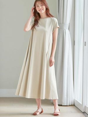 マタニティ ワンピース|コットン100%フレア半袖ワンピース マタニティ・授乳服【出産後も長く使える】|トープ