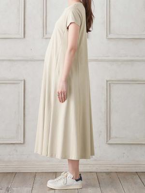 マタニティ ワンピース|コットン100%フレア半袖ワンピース マタニティ・授乳服【出産後も長く使える】