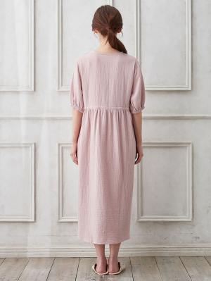 マタニティ パジャマ・ルームウェア|ぷくぷくWガーゼウエストリボンネグリジェ　マタニティ・産後【出産後も長く使える】