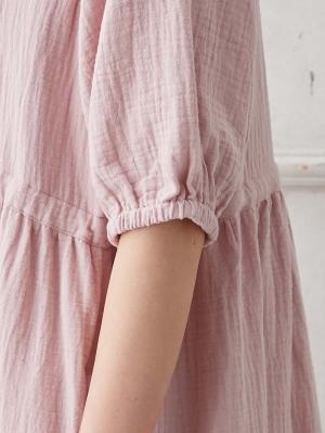 マタニティ パジャマ・ルームウェア|ぷくぷくWガーゼウエストリボンネグリジェ　マタニティ・産後【出産後も長く使える】