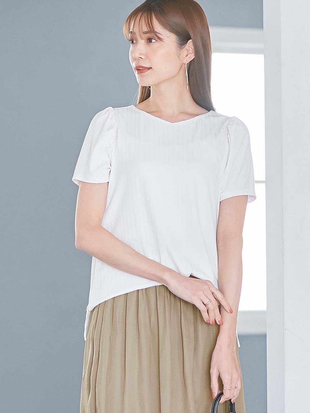 2WAY ランダムリブカットソー半袖トップス マタニティ・産後授乳服