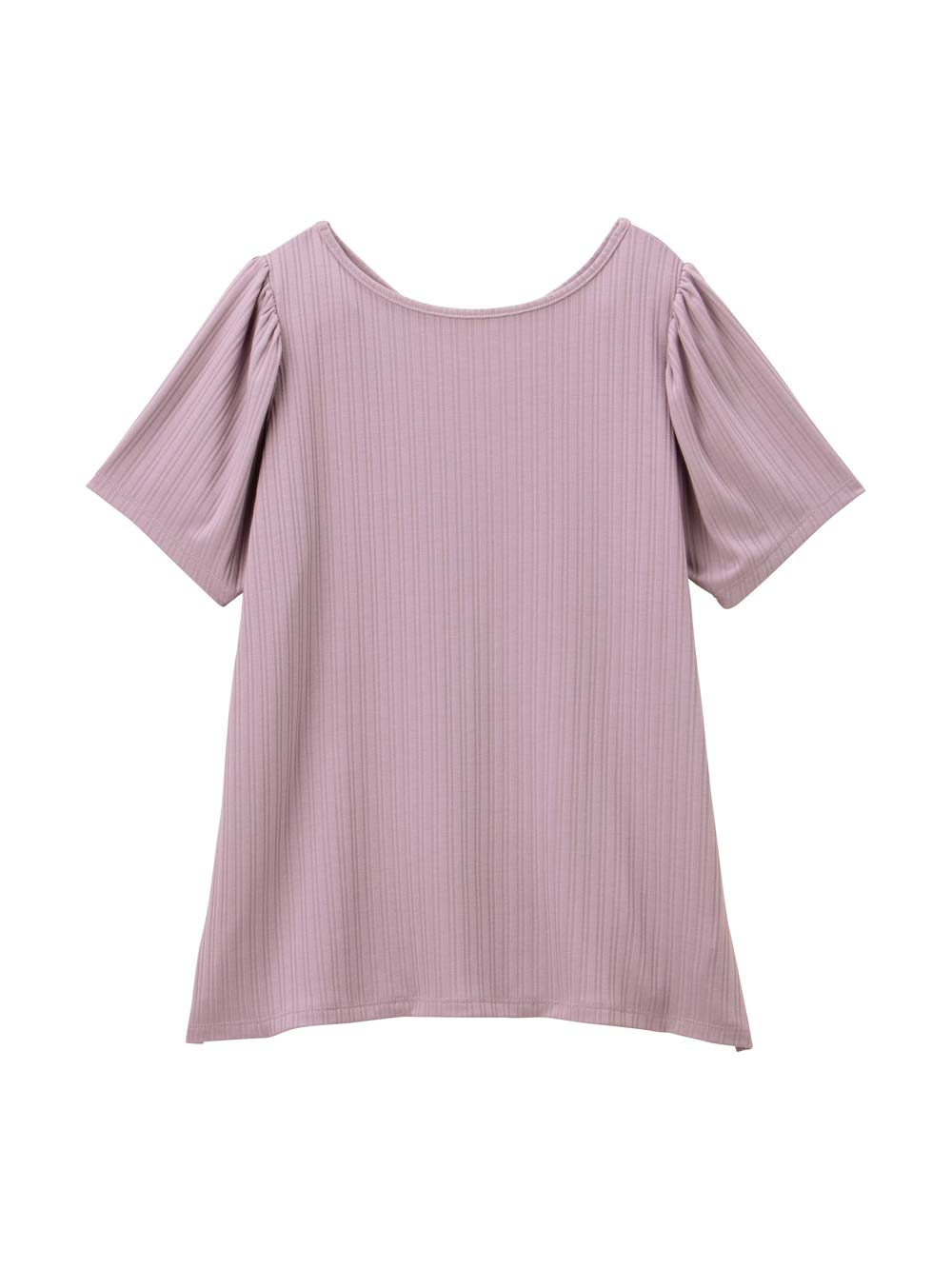 マタニティ トップス|2WAY ランダムリブカットソー半袖トップス　マタニティ・産後授乳服【出産後も長く使える】|パープル