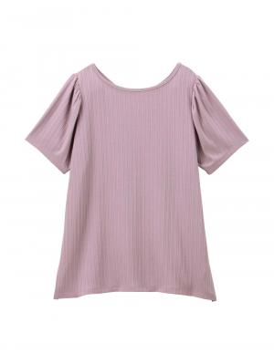 マタニティ トップス|2WAY ランダムリブカットソー半袖トップス　マタニティ・産後授乳服【出産後も長く使える】|パープル