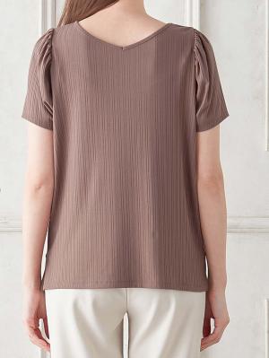 マタニティ トップス|2WAY ランダムリブカットソー半袖トップス　マタニティ・産後授乳服【出産後も長く使える】