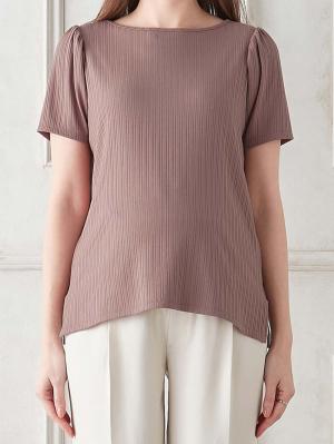 マタニティ トップス|2WAY ランダムリブカットソー半袖トップス　マタニティ・産後授乳服【出産後も長く使える】