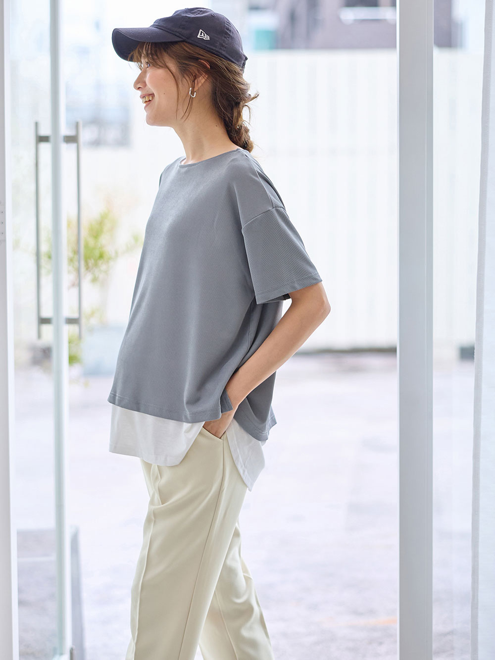 【T-ポイント5倍】 レイヤード風半袖トップス マタニティ・産後授乳服【出産後も 服&ファッション小物