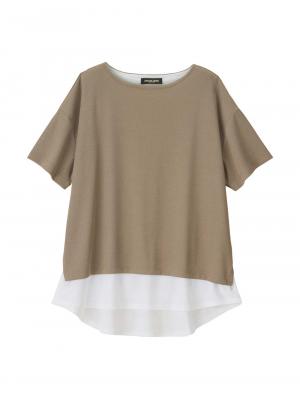 レイヤード風半袖トップス マタニティ・産後授乳服【出産後も