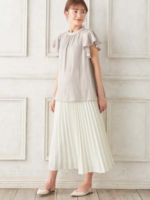 マタニティ スカート|プリーツスカート マタニティ・産後【出産後も長く使える】|アイボリー